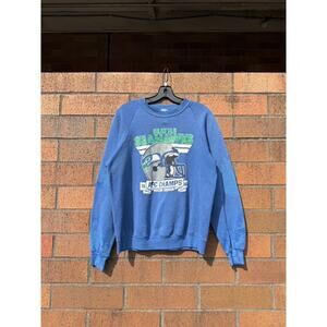 1988 Seattle Seahawks 80s Vintage AFC Champs Jerzees Crewneck Sweatshirt Blue